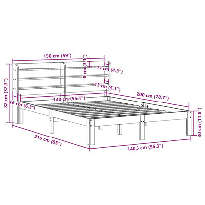 vidaXL Bed Frame without Mattress Wax Brown 140x200 cm Solid Wood Pine