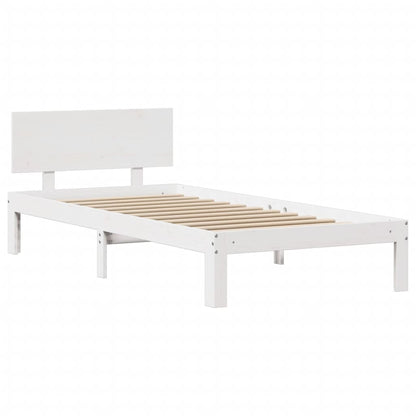 vidaXL Bed Frame with Headboard without Mattress White 75x190 cm Small Single