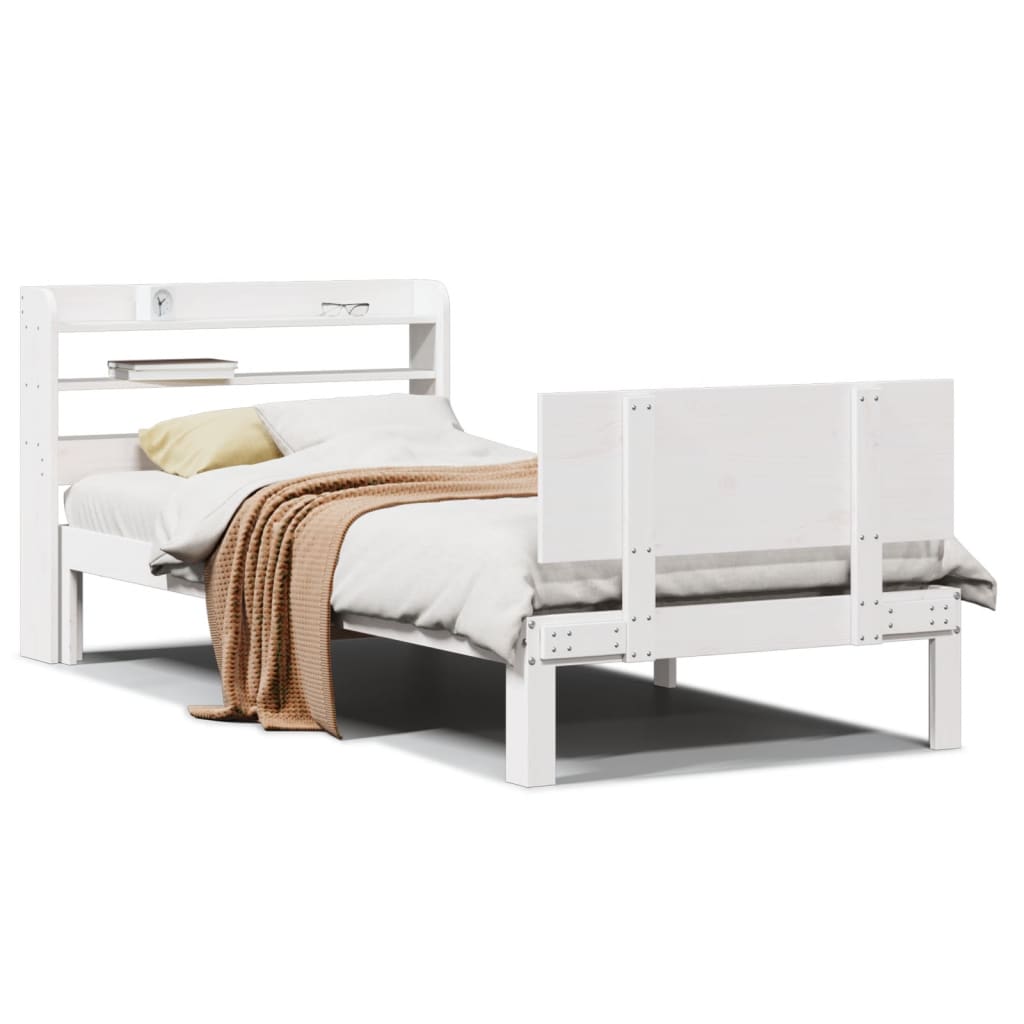 vidaXL Bed Frame with Headboard without Mattress White 90x200 cm
