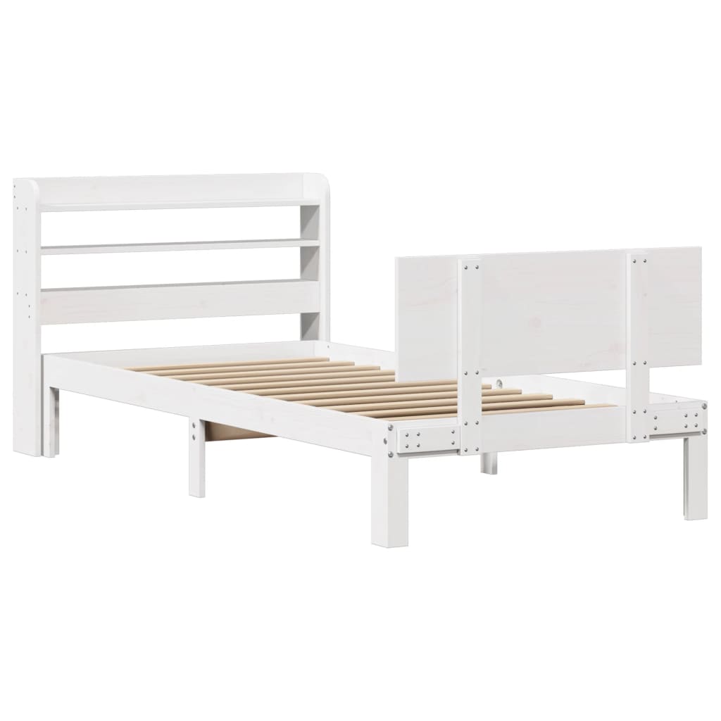 vidaXL Bed Frame with Headboard without Mattress White 90x200 cm