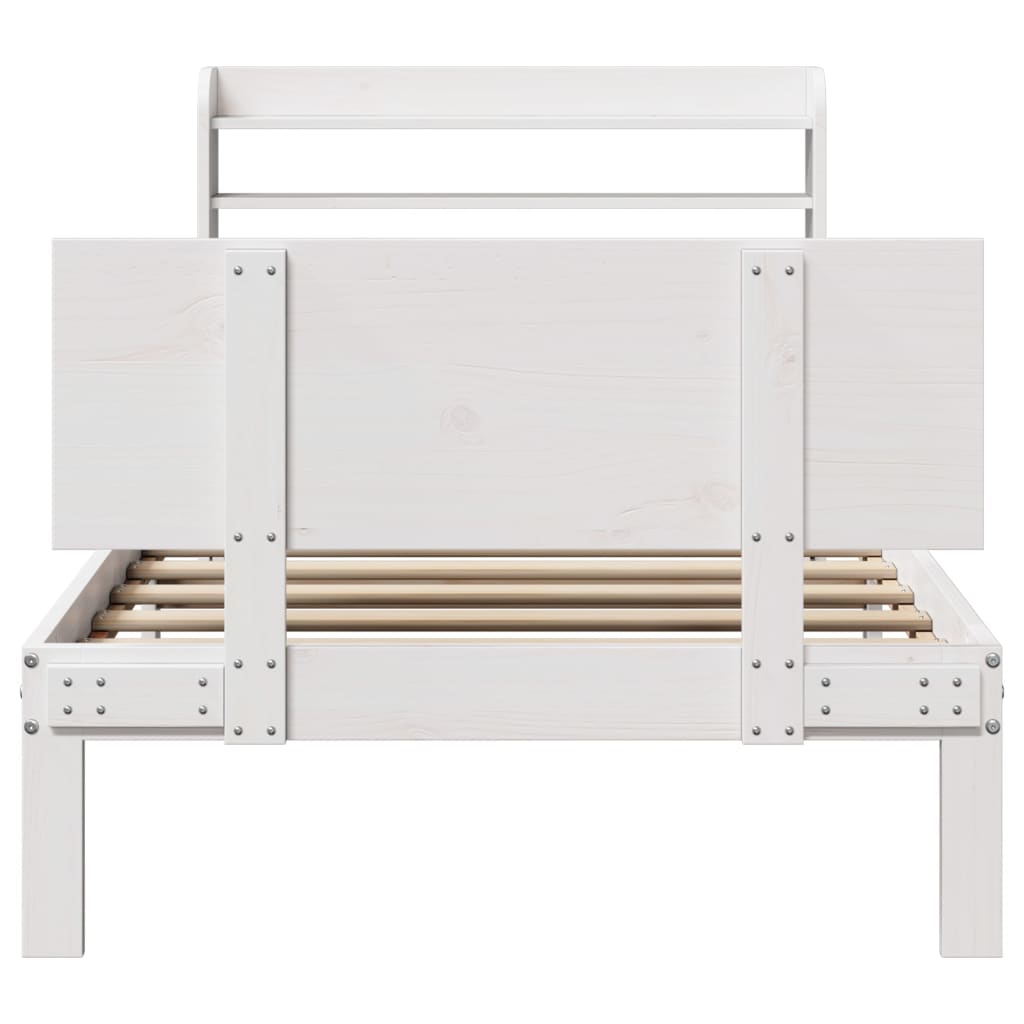 vidaXL Bed Frame with Headboard without Mattress White 90x200 cm