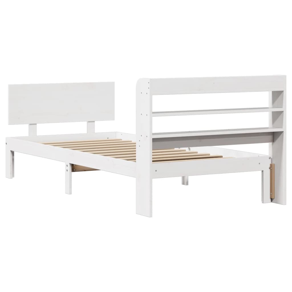 vidaXL Bed Frame with Headboard without Mattress White 90x200 cm