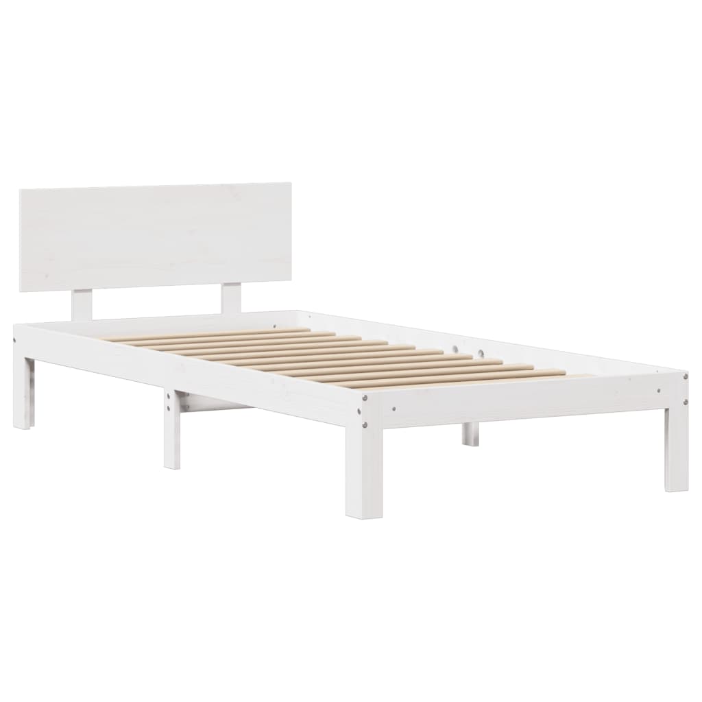 vidaXL Bed Frame with Headboard without Mattress White 90x200 cm