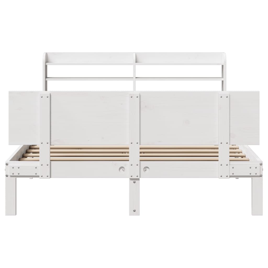 vidaXL Bed Frame with Headboard without Mattress White 140x200 cm