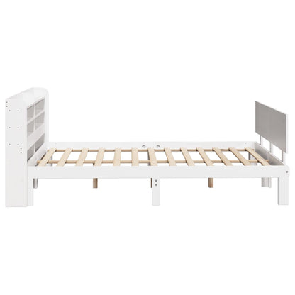 vidaXL Bed Frame with Headboard without Mattress White 140x200 cm