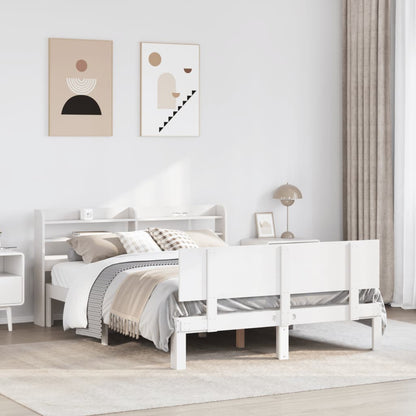 vidaXL Bed Frame with Headboard without Mattress White 140x200 cm