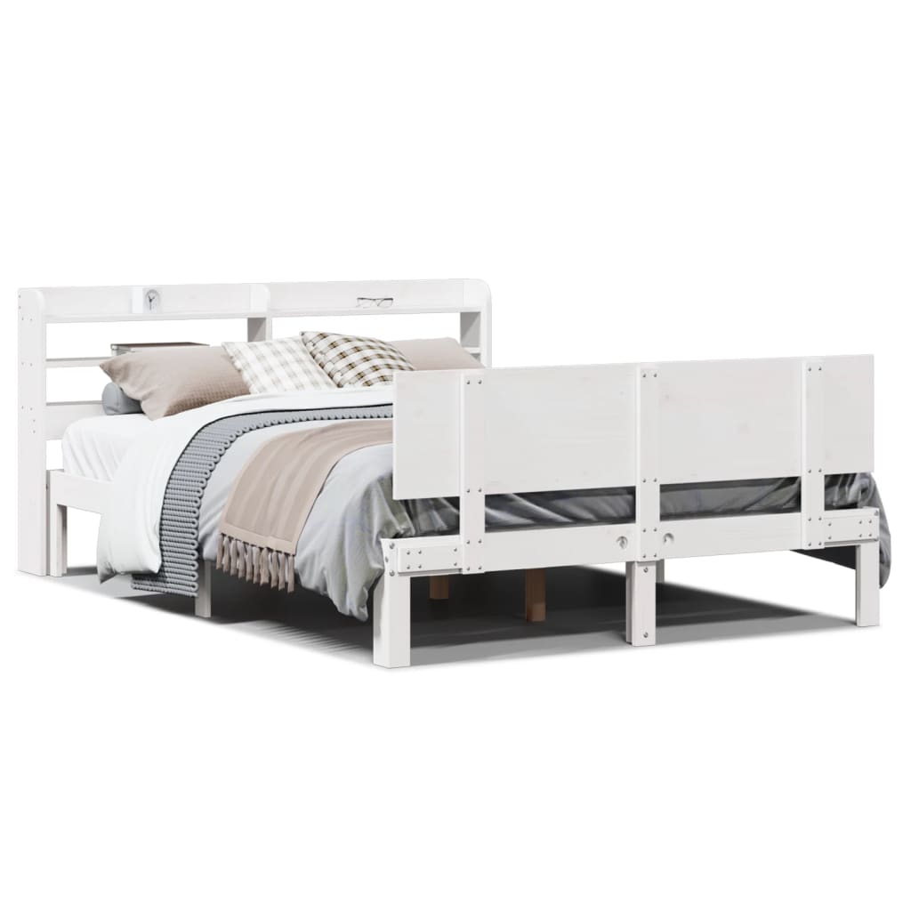 vidaXL Bed Frame with Headboard without Mattress White 150x200 cm