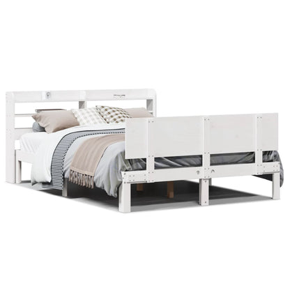 vidaXL Bed Frame with Headboard without Mattress White 150x200 cm
