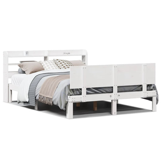 vidaXL Bed Frame with Headboard without Mattress White 150x200 cm