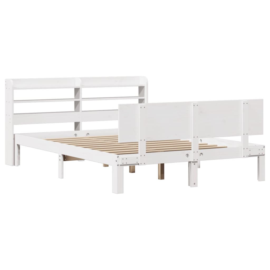 vidaXL Bed Frame with Headboard without Mattress White 150x200 cm