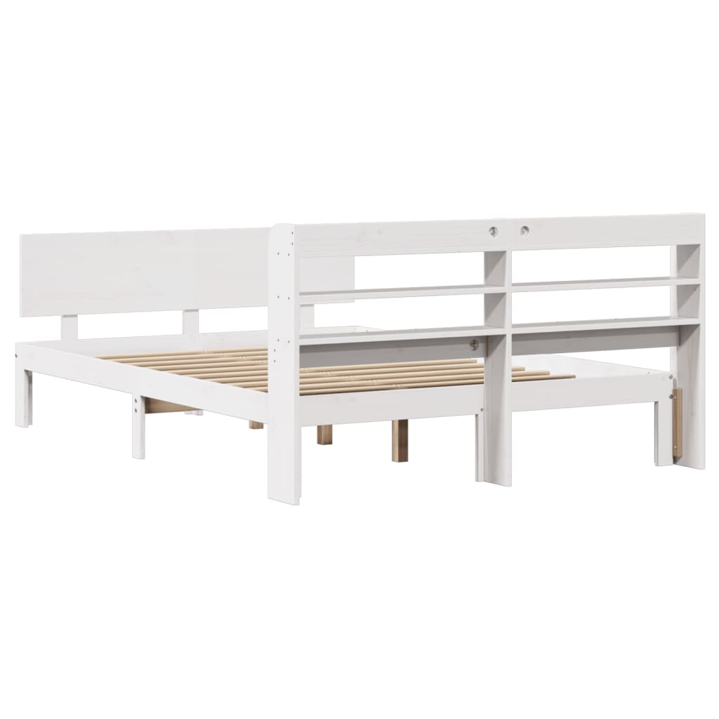 vidaXL Bed Frame with Headboard without Mattress White 150x200 cm