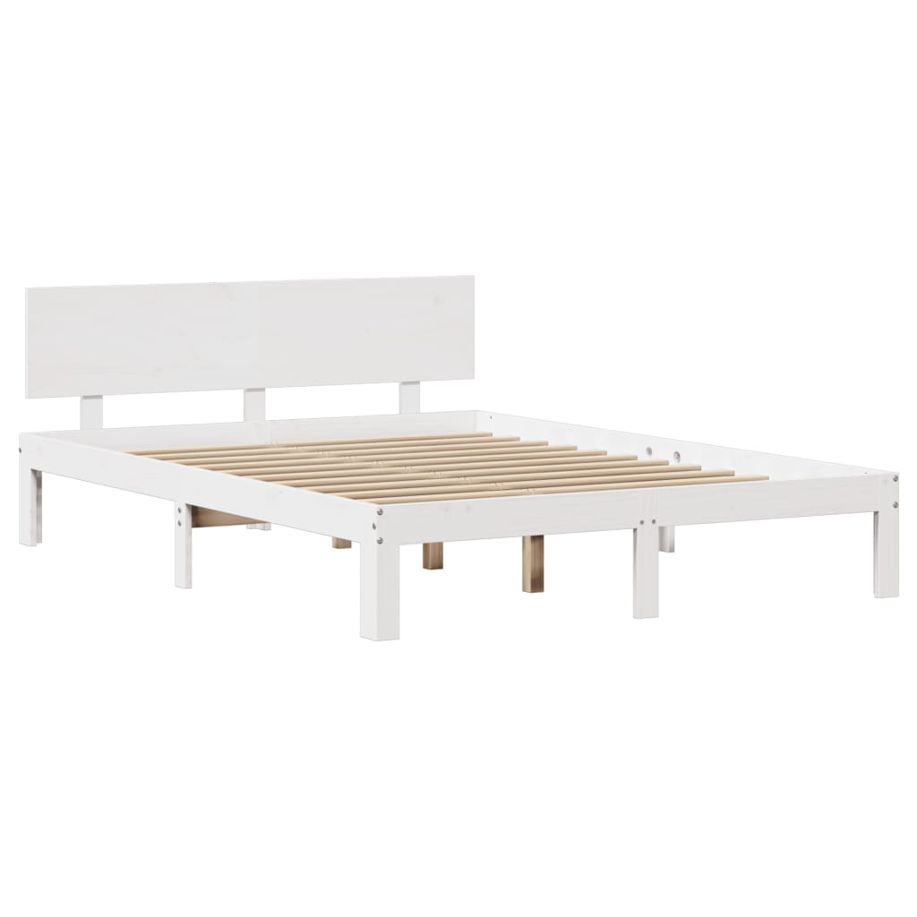 vidaXL Bed Frame with Headboard without Mattress White 150x200 cm