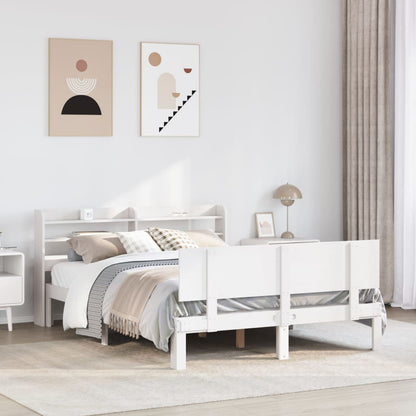 vidaXL Bed Frame with Headboard without Mattress White 150x200 cm