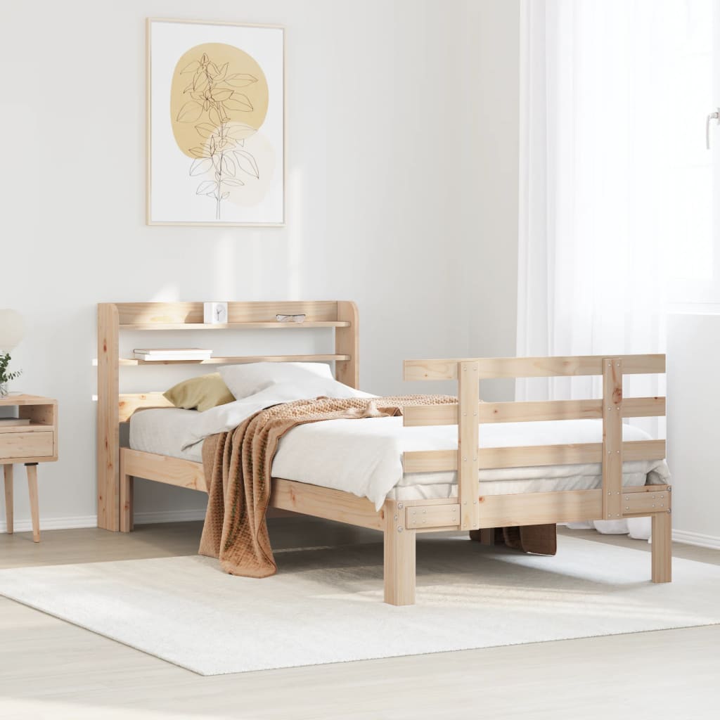 vidaXL Bed Frame with Headboard without Mattress 75x190 cm Small Single