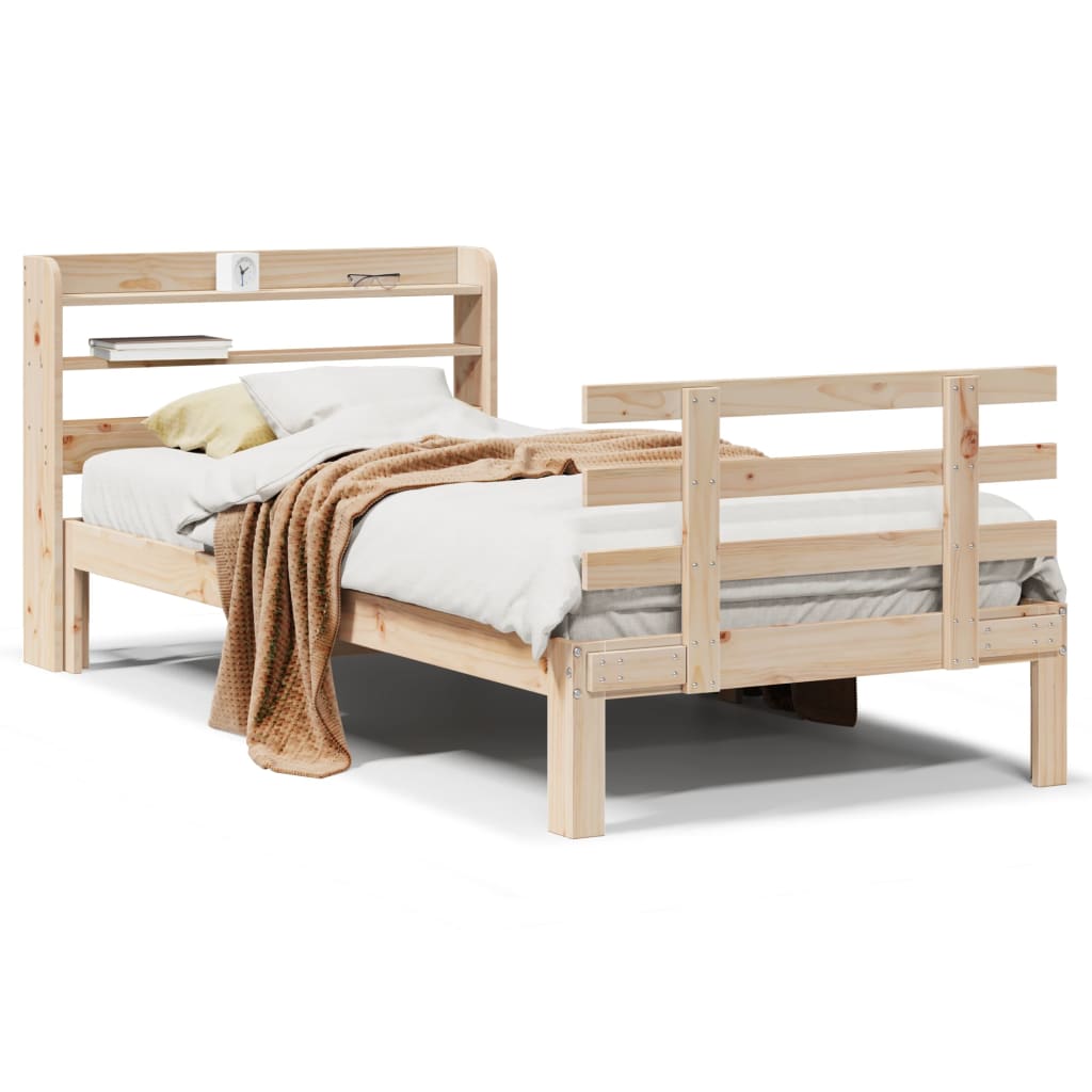vidaXL Bed Frame with Headboard without Mattress 75x190 cm Small Single