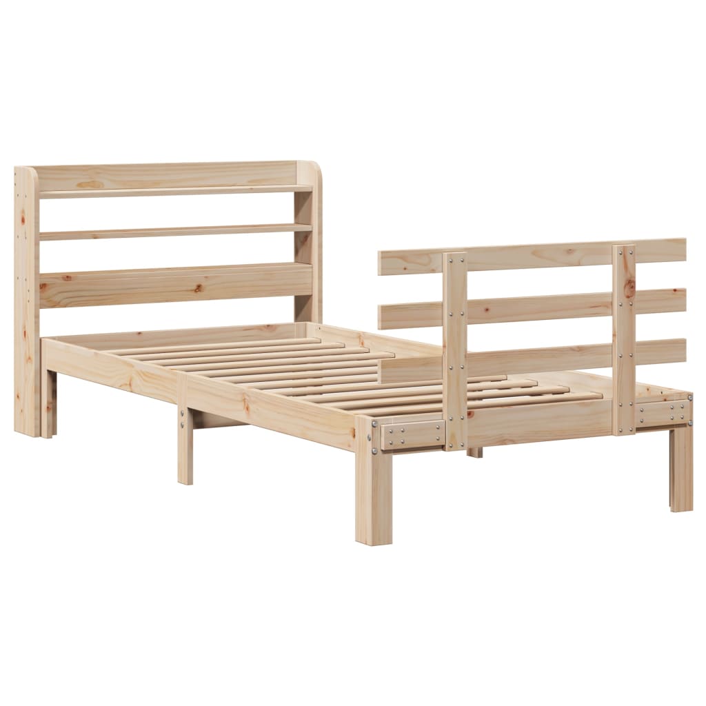 vidaXL Bed Frame with Headboard without Mattress 90x190 cm Single