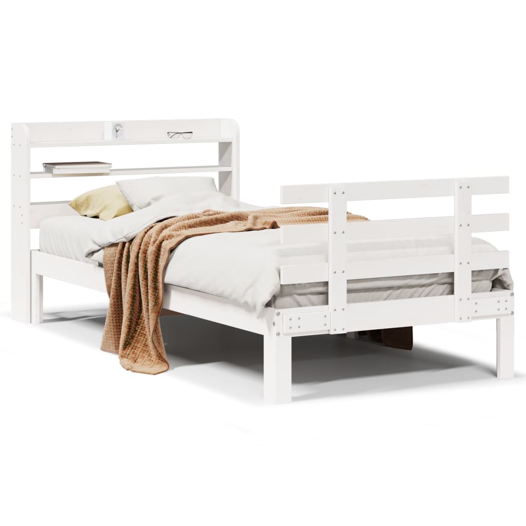 vidaXL Bed Frame with Headboard without Mattress White 90x190 cm