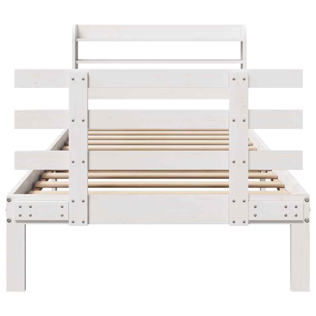 vidaXL Bed Frame with Headboard without Mattress White 90x190 cm