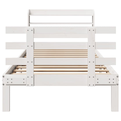 vidaXL Bed Frame with Headboard without Mattress White 90x190 cm