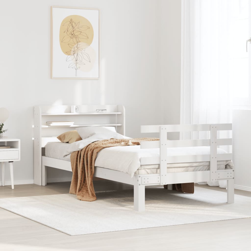 vidaXL Bed Frame with Headboard without Mattress White 90x190 cm