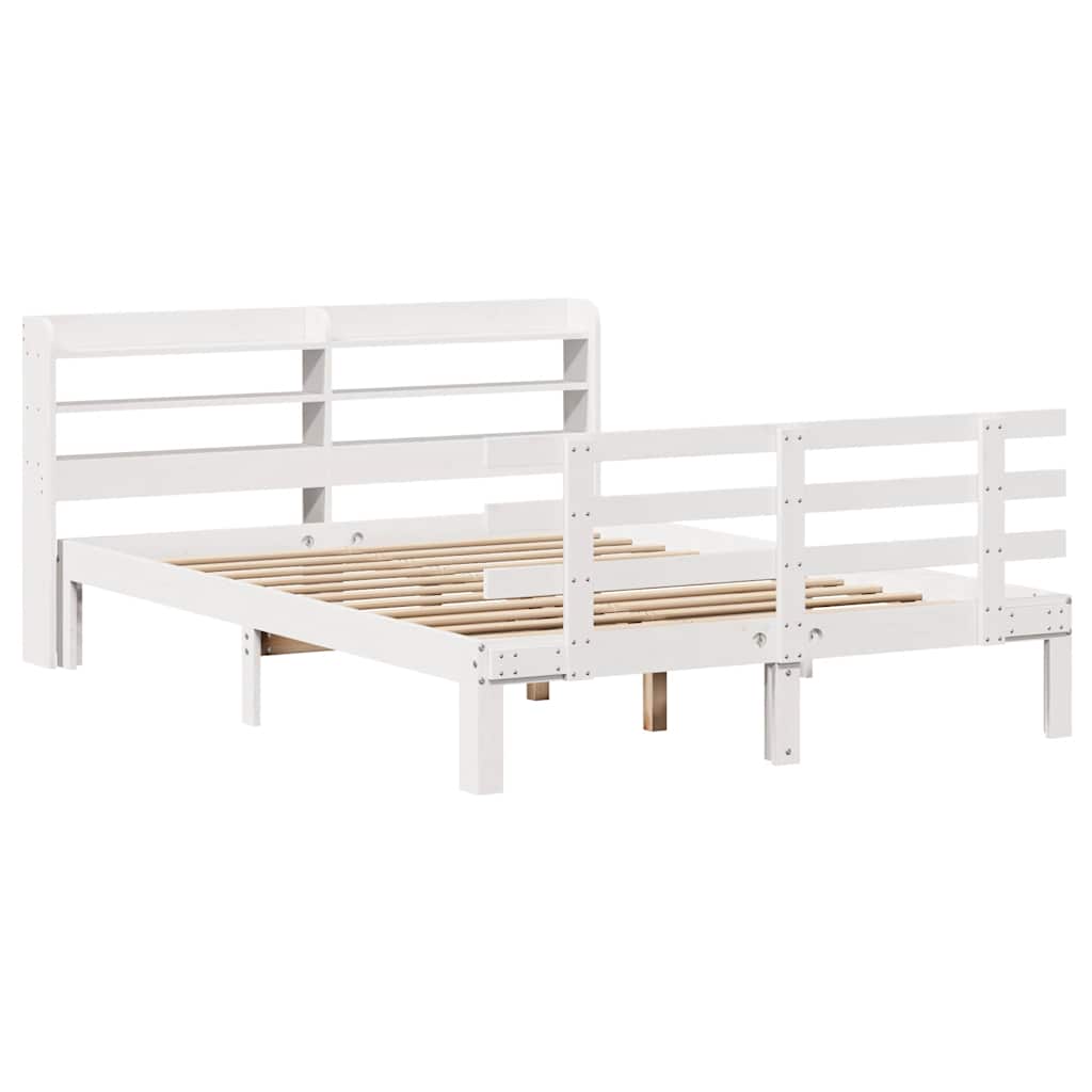 vidaXL Bed Frame with Headboard without Mattress White 120x190 cm Small Double