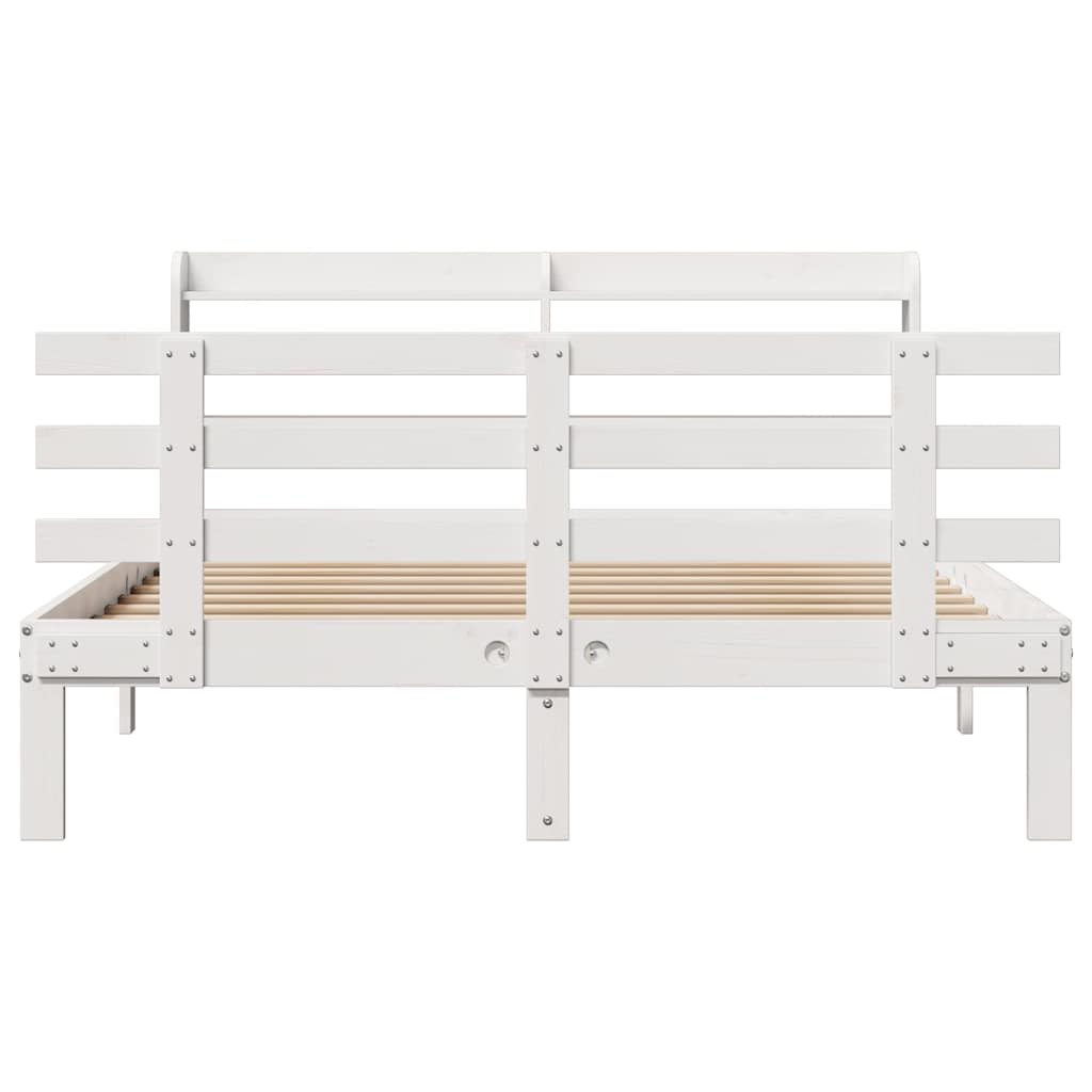 vidaXL Bed Frame with Headboard without Mattress White 120x190 cm Small Double
