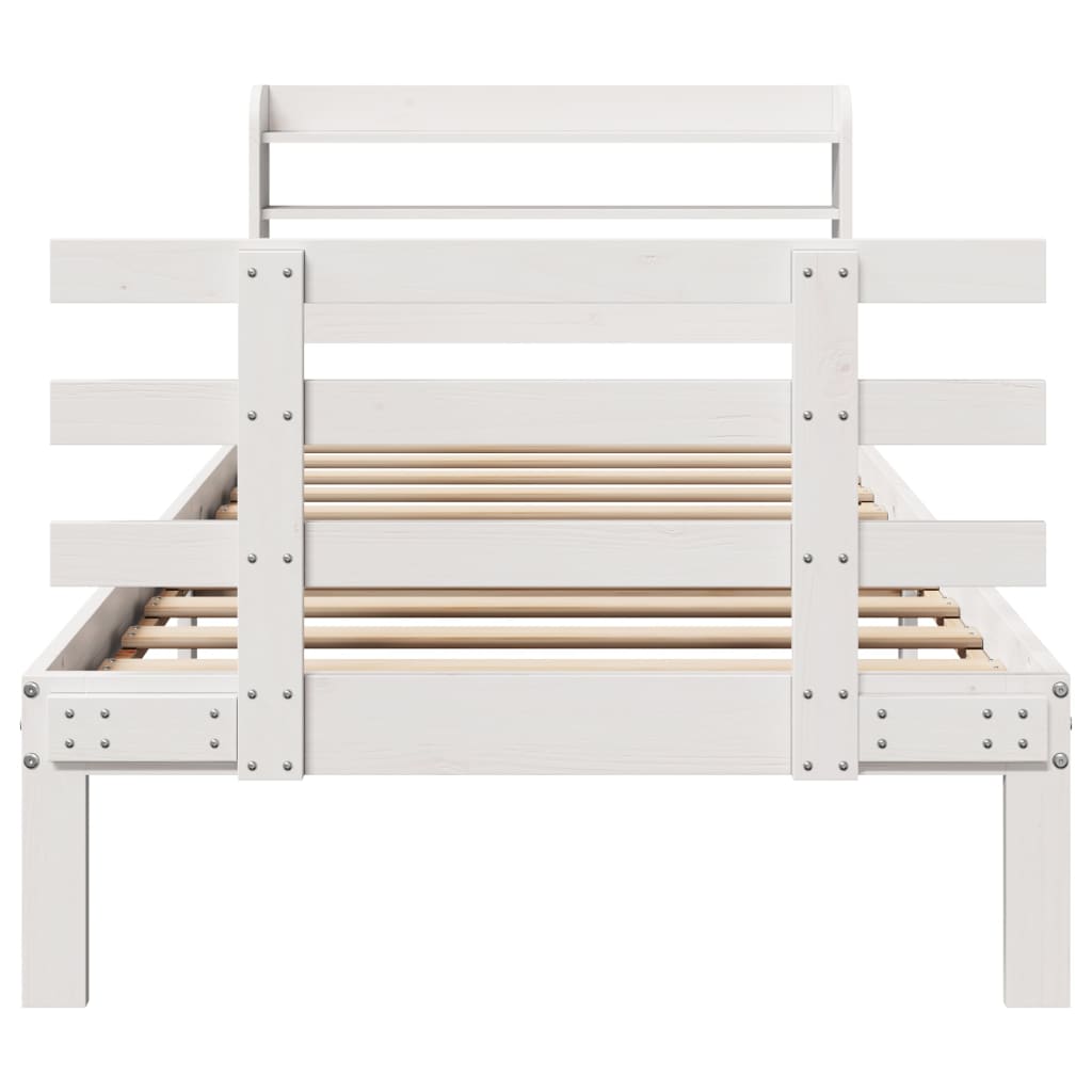 vidaXL Bed Frame with Headboard without Mattress White 90x200 cm