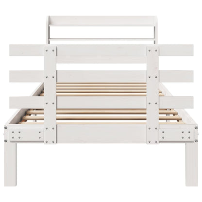 vidaXL Bed Frame with Headboard without Mattress White 90x200 cm
