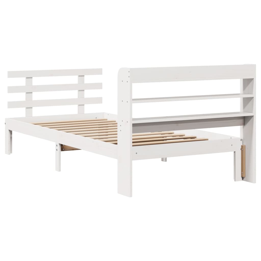 vidaXL Bed Frame with Headboard without Mattress White 90x200 cm