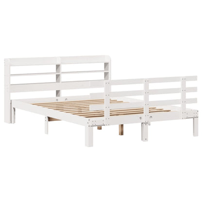 vidaXL Bed Frame | White | Solid pine wood | Double | Bed Frame | Rectangular