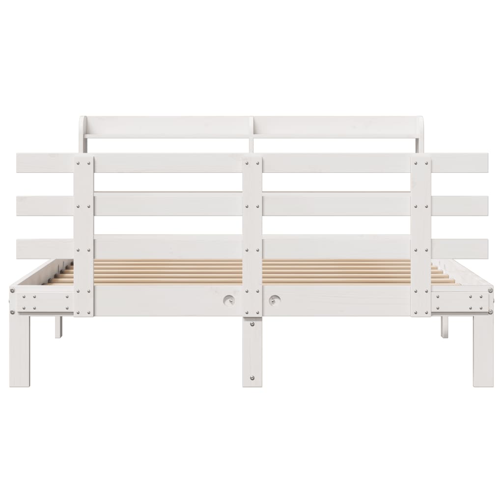 vidaXL Bed Frame | White | Solid pine wood | Double | Bed Frame | Rectangular
