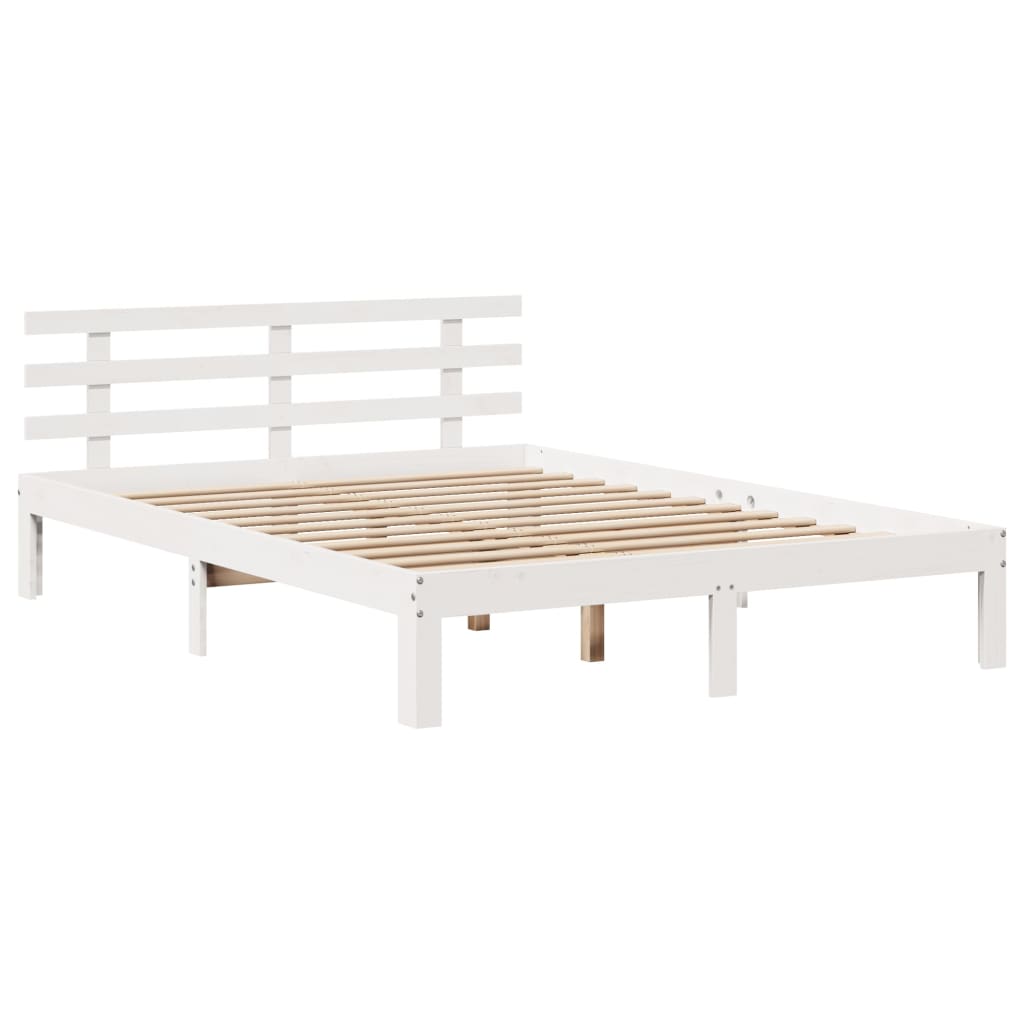 vidaXL Bed Frame | White | Solid pine wood | Double | Bed Frame | Rectangular
