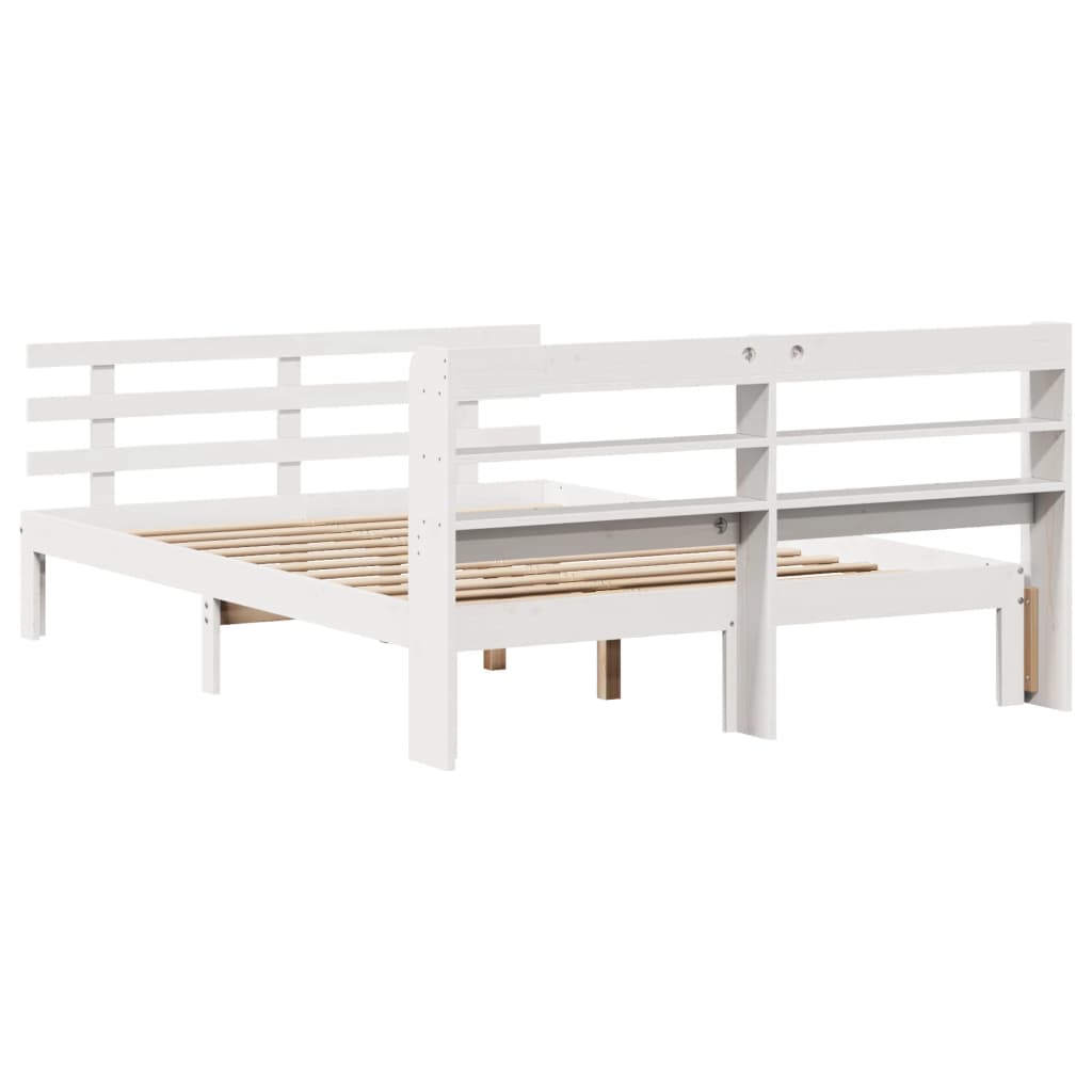 vidaXL Bed Frame | White | Solid pine wood | Double | Bed Frame | Rectangular