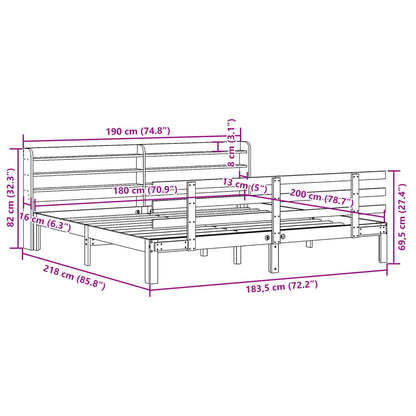 vidaXL Bed Frame | Untreated Pine | Solid Pine Wood | Super King | Bed Frame