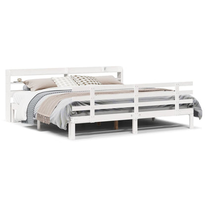 vidaXL Bed Frame | White | Solid pine wood, Plywood | Double | Bed Frame
