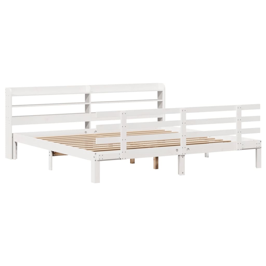 vidaXL Bed Frame | White | Solid pine wood, Plywood | Double | Bed Frame