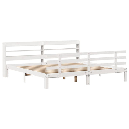 vidaXL Bed Frame | White | Solid pine wood, Plywood | Double | Bed Frame