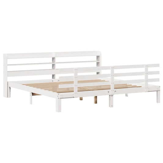 vidaXL Bed Frame | White | Solid pine wood, Plywood | Double | Bed Frame