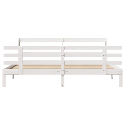 vidaXL Bed Frame | White | Solid pine wood, Plywood | Double | Bed Frame