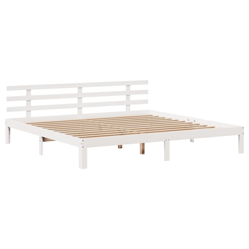 vidaXL Bed Frame | White | Solid pine wood, Plywood | Double | Bed Frame