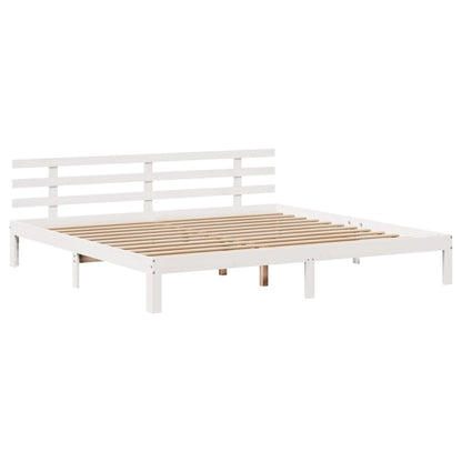 vidaXL Bed Frame | White | Solid pine wood, Plywood | Double | Bed Frame