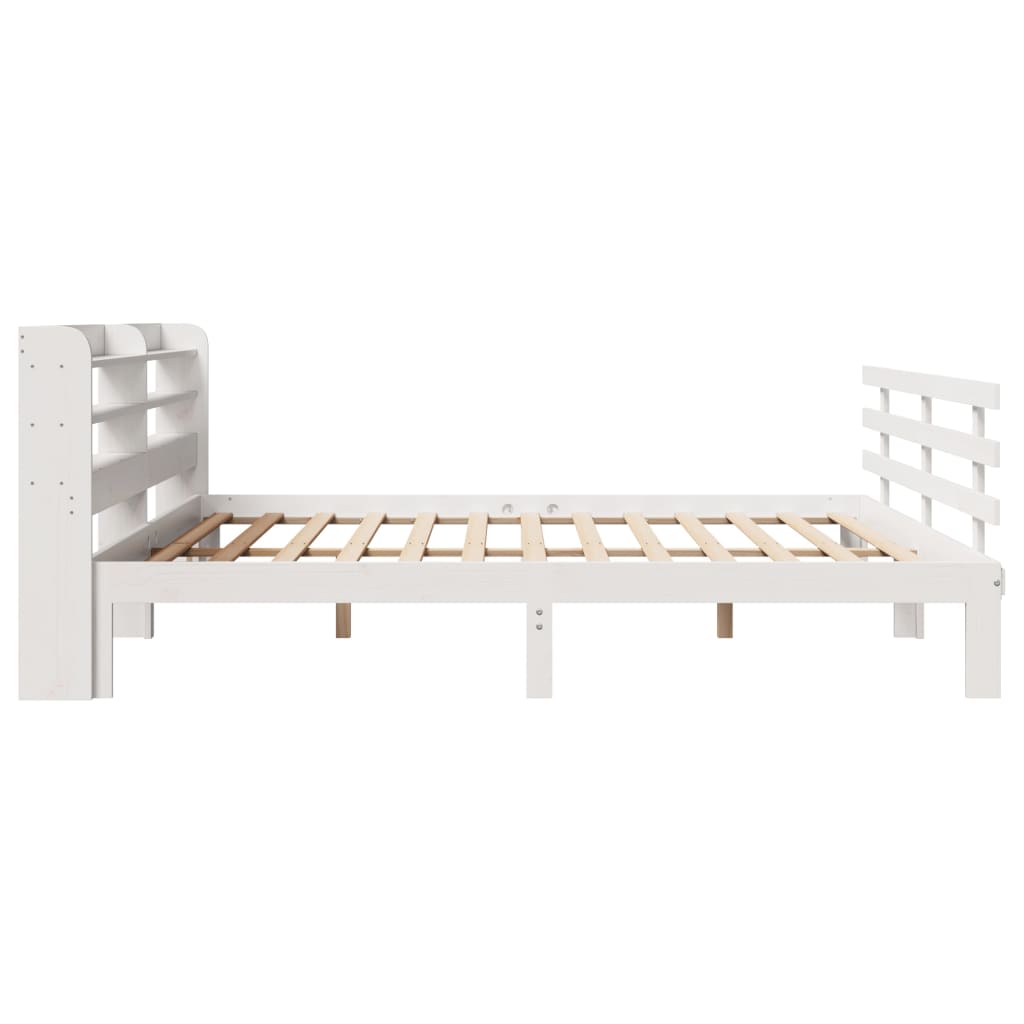 vidaXL Bed Frame | White | Solid pine wood, Plywood | Double | Bed Frame