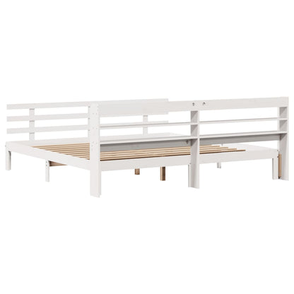 vidaXL Bed Frame | White | Solid pine wood, Plywood | Double | Bed Frame