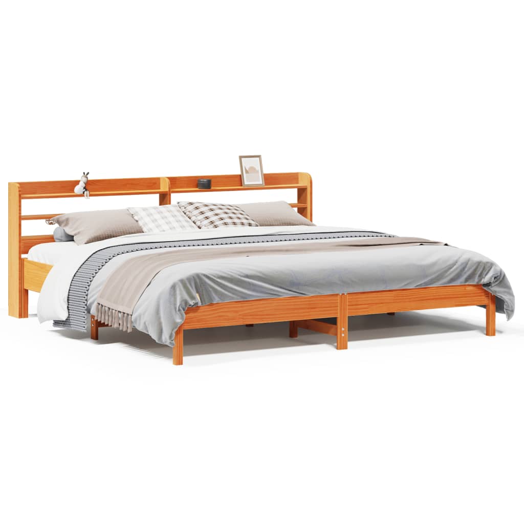 vidaXL Bed Frame without Mattress Wax Brown 200x200 cm Solid Wood Pine