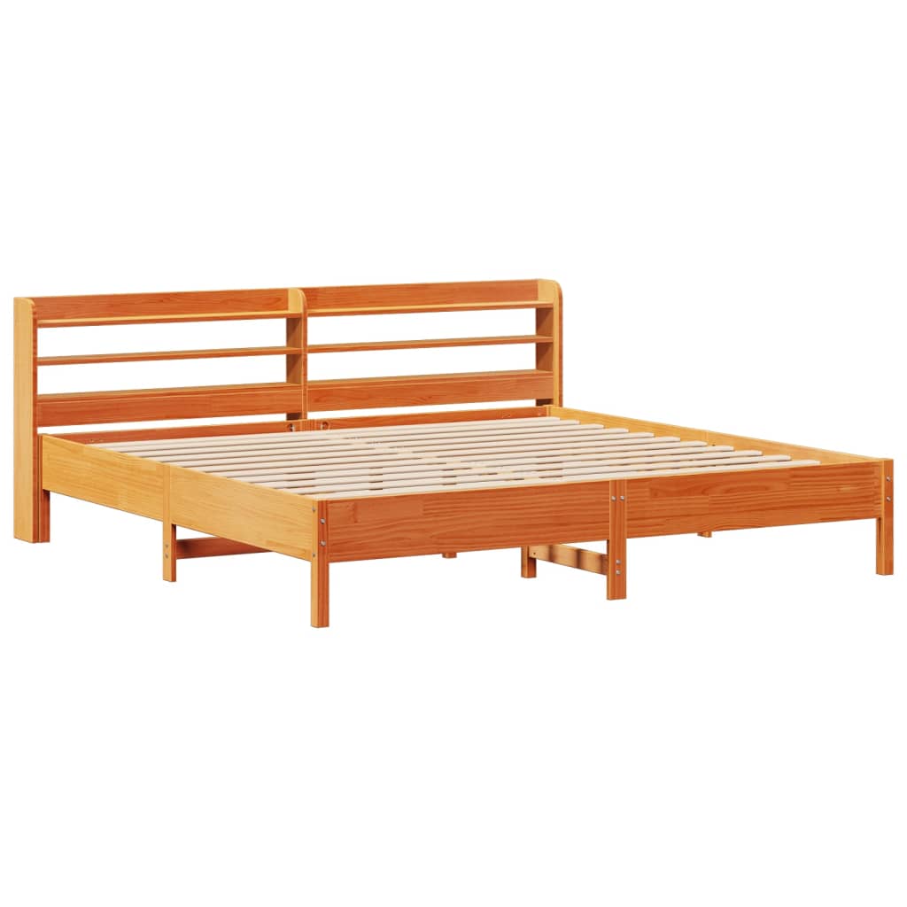 vidaXL Bed Frame without Mattress Wax Brown 200x200 cm Solid Wood Pine