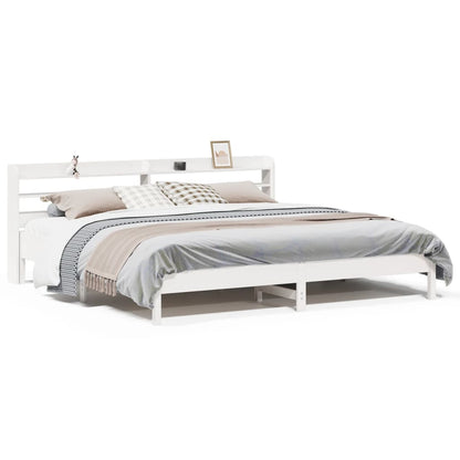 vidaXL Bed Frame without Mattress White 180x200 cm Super King Solid Wood Pine