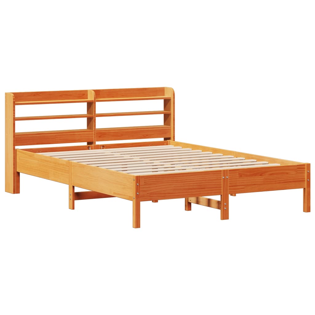 vidaXL Bed Frame without Mattress Wax Brown 160x200 cm Solid Wood Pine