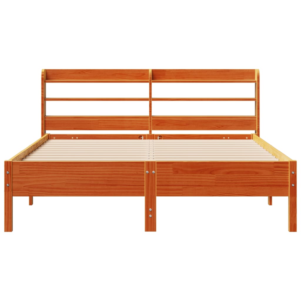 vidaXL Bed Frame without Mattress Wax Brown 160x200 cm Solid Wood Pine