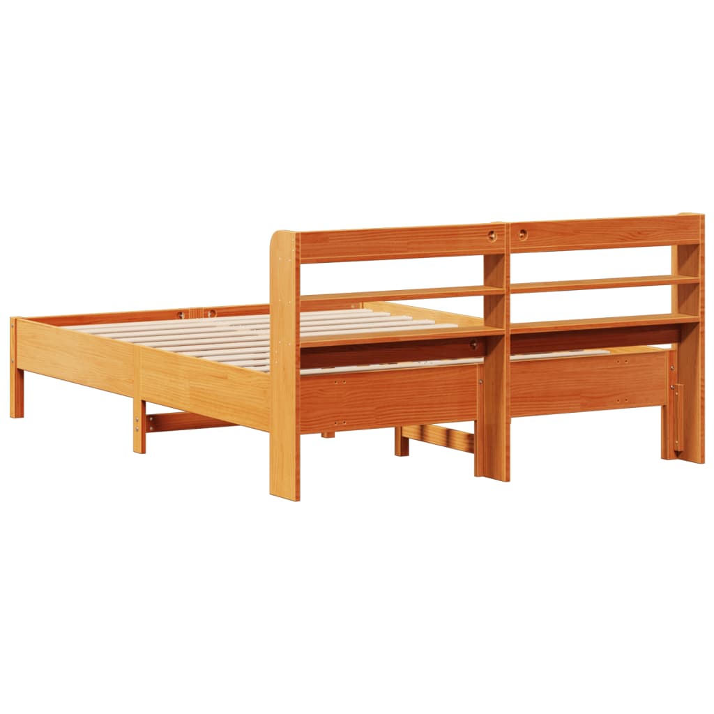 vidaXL Bed Frame without Mattress Wax Brown 160x200 cm Solid Wood Pine