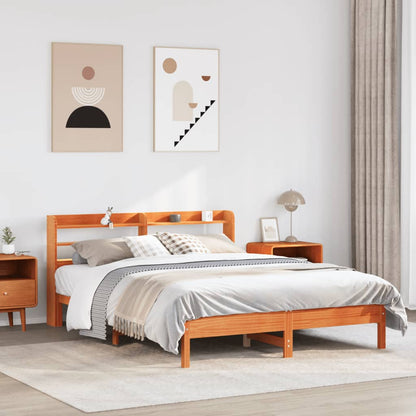 vidaXL Bed Frame without Mattress Wax Brown 160x200 cm Solid Wood Pine